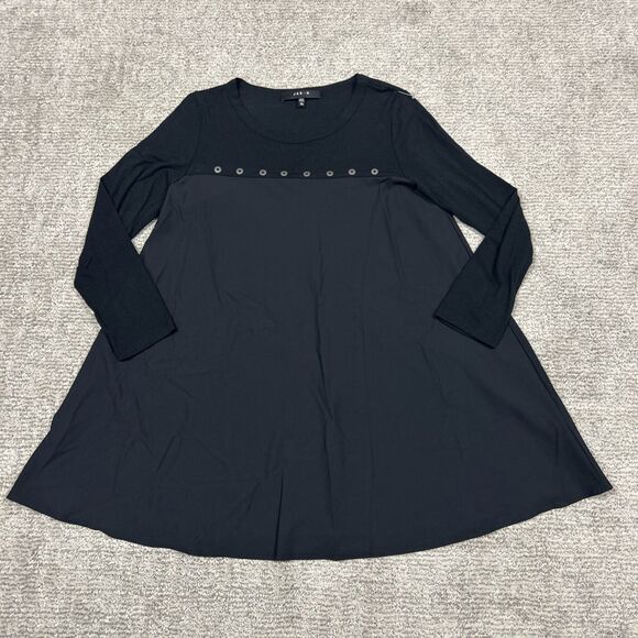 Jason Comfy USA Tunic Top Womens XS Stretch Black Lagenlook J104 USA - Picture 1 of 8